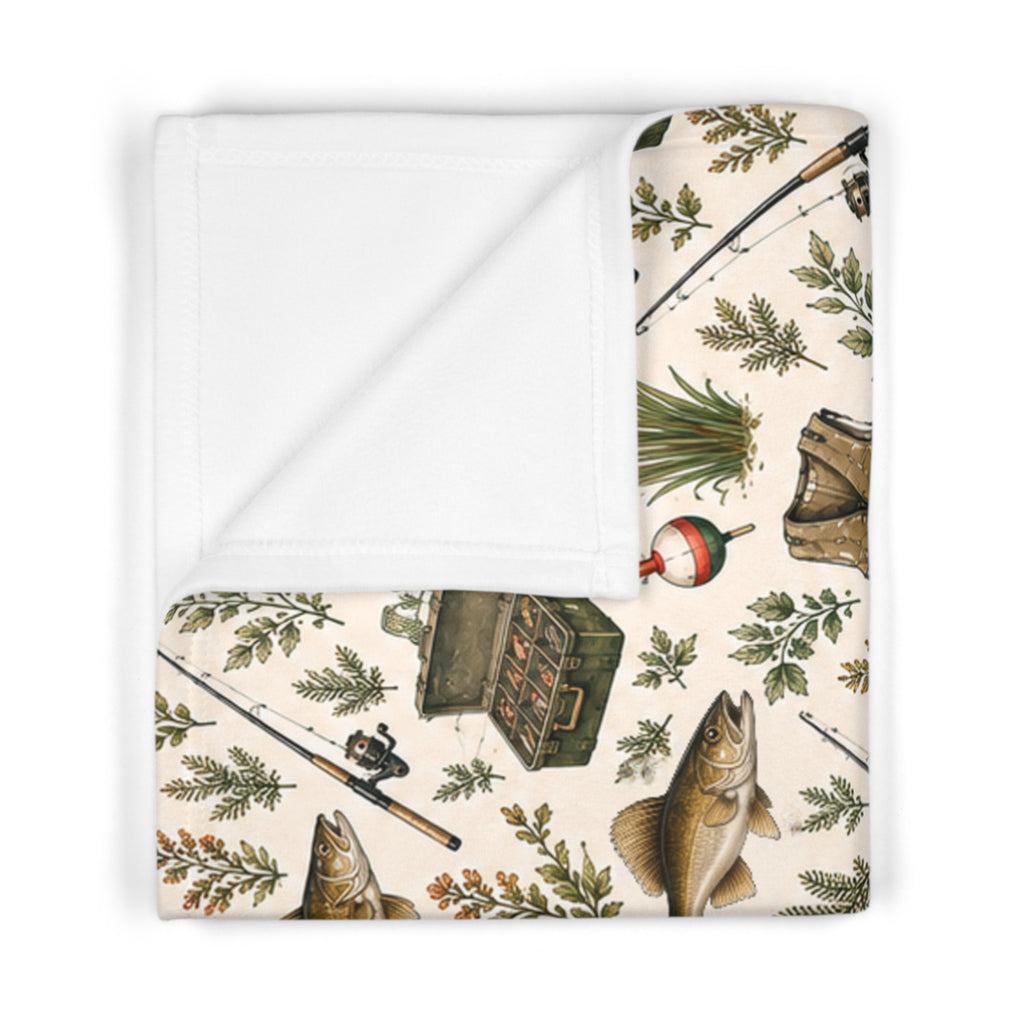 Walleye Fishing Soft Fleece Baby Blanket | Infant Fisherman Nursery Decor for Outdoor Families