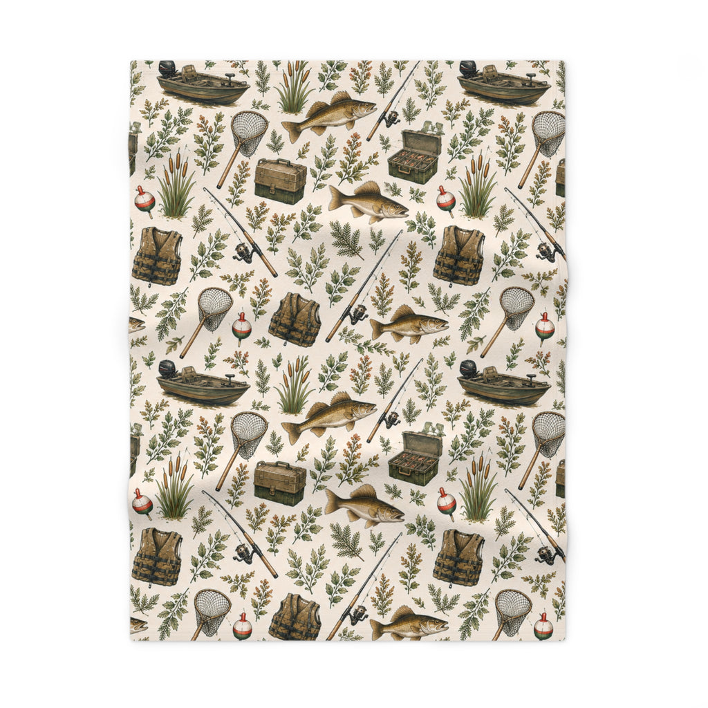 Walleye Fishing Soft Fleece Baby Blanket | Infant Fisherman Nursery Decor for Outdoor Families