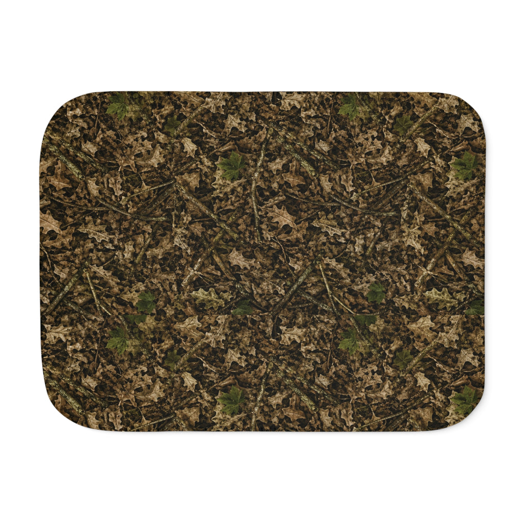 Camouflage Sherpa Fleece Blanket | Camo Hunting Themed Nursery, Cabin, and Camping Decor for Outdoor Families