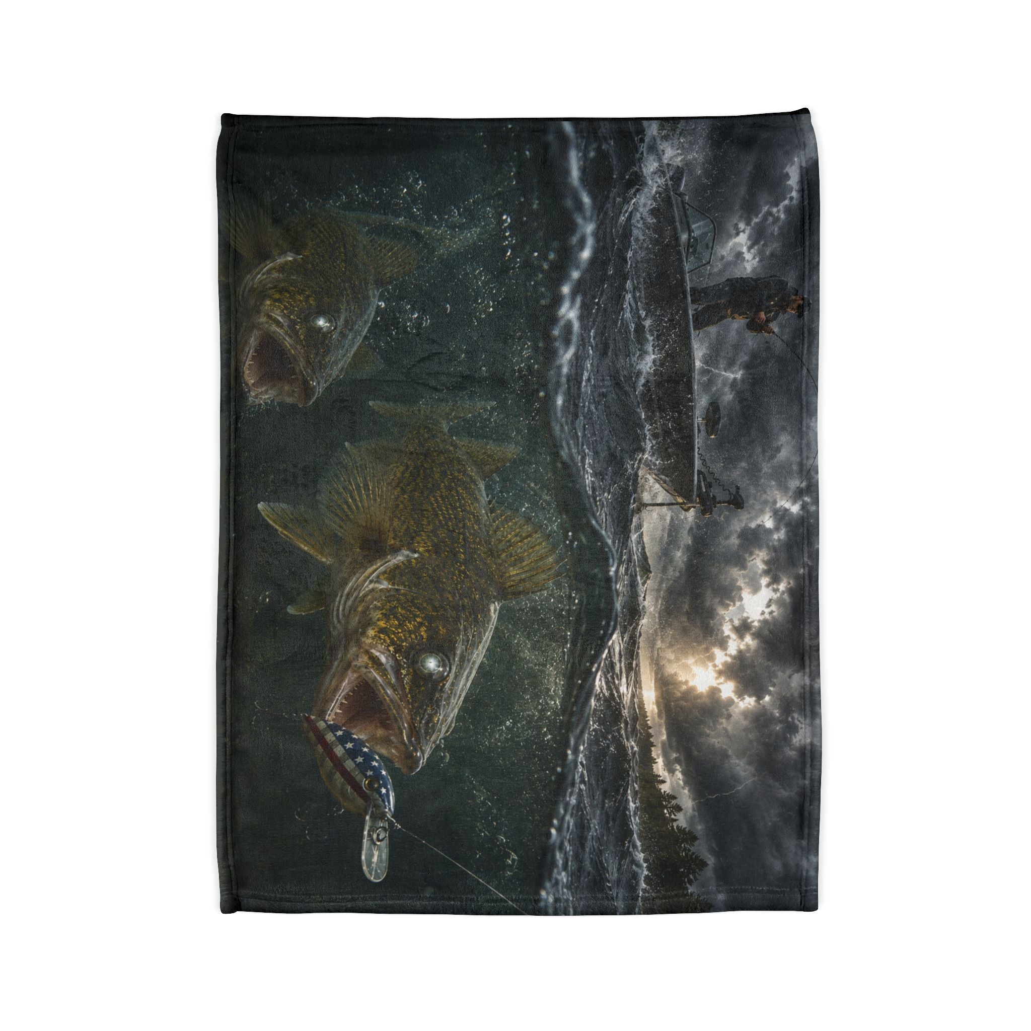 Walleye Fishing Soft Polyester Throw Blanket | Gift for Outdoor Loving Fisherman for Hunting, Camping, and Fishing Trips
