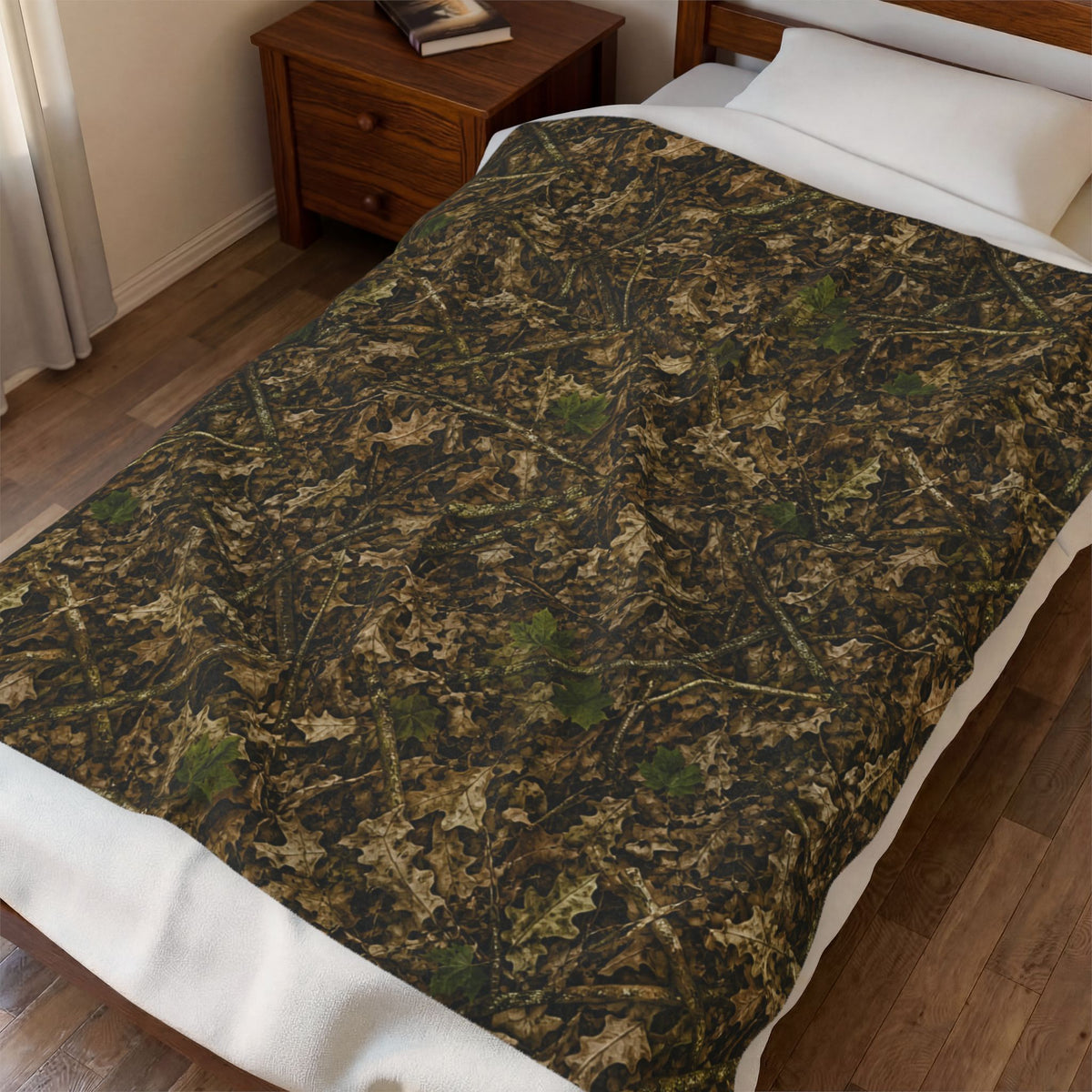 Camouflage Velveteen Plush Blanket | Woodland Camo Soft Blanket