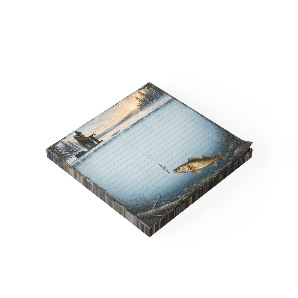 Ice Fisherman Sticky Notes | Outdoorsmen and Outdoorswomen Post-it® Winter Fishing Theme Note Pad Gift