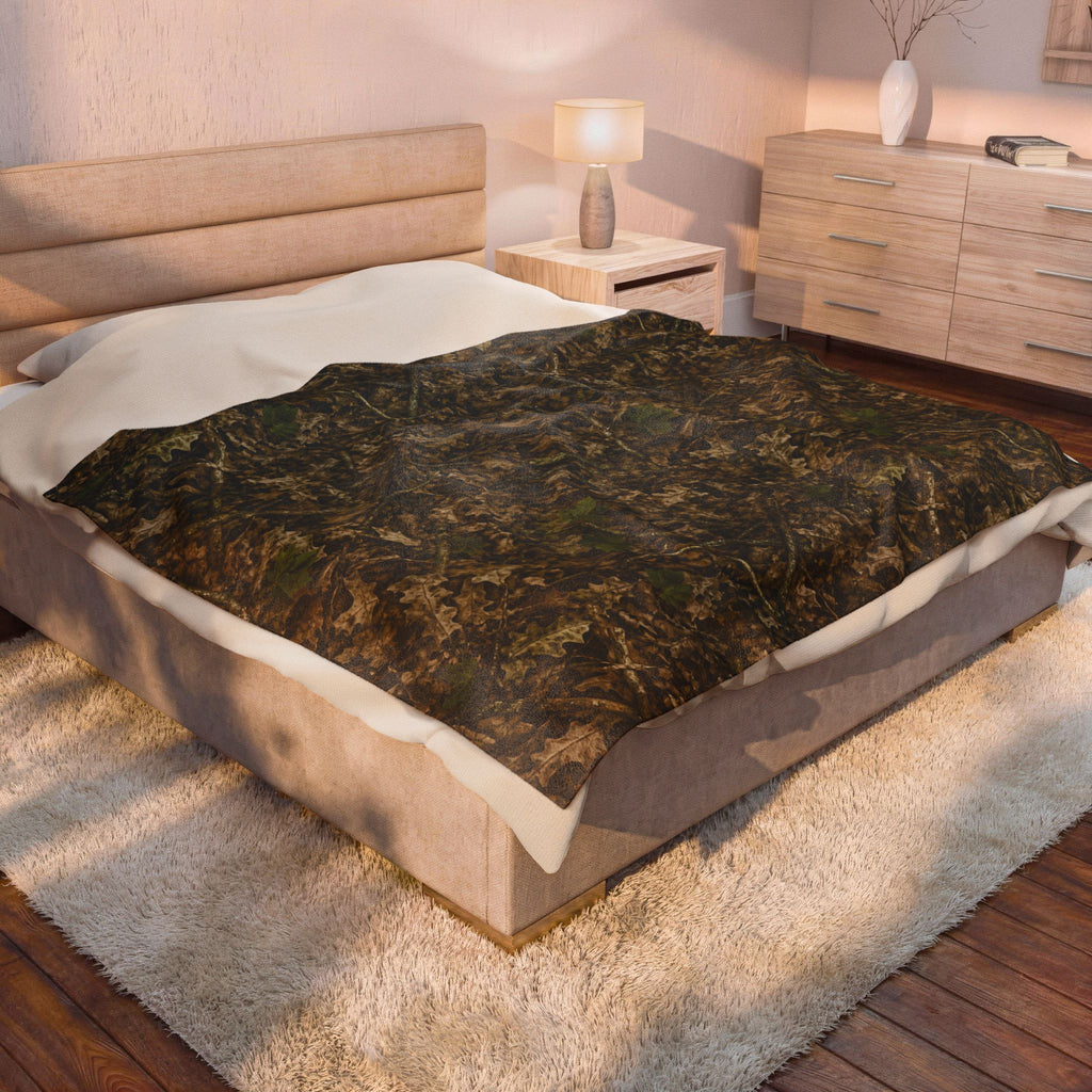 Camouflage Velveteen Plush Blanket | Woodland Camo Soft Blanket