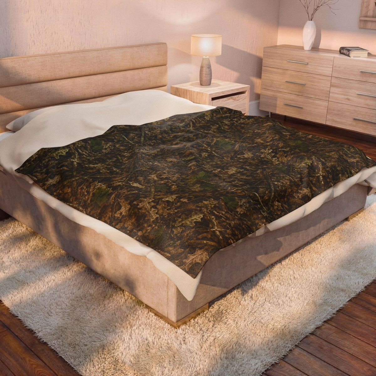 Camouflage Velveteen Plush Blanket | Woodland Camo Soft Blanket