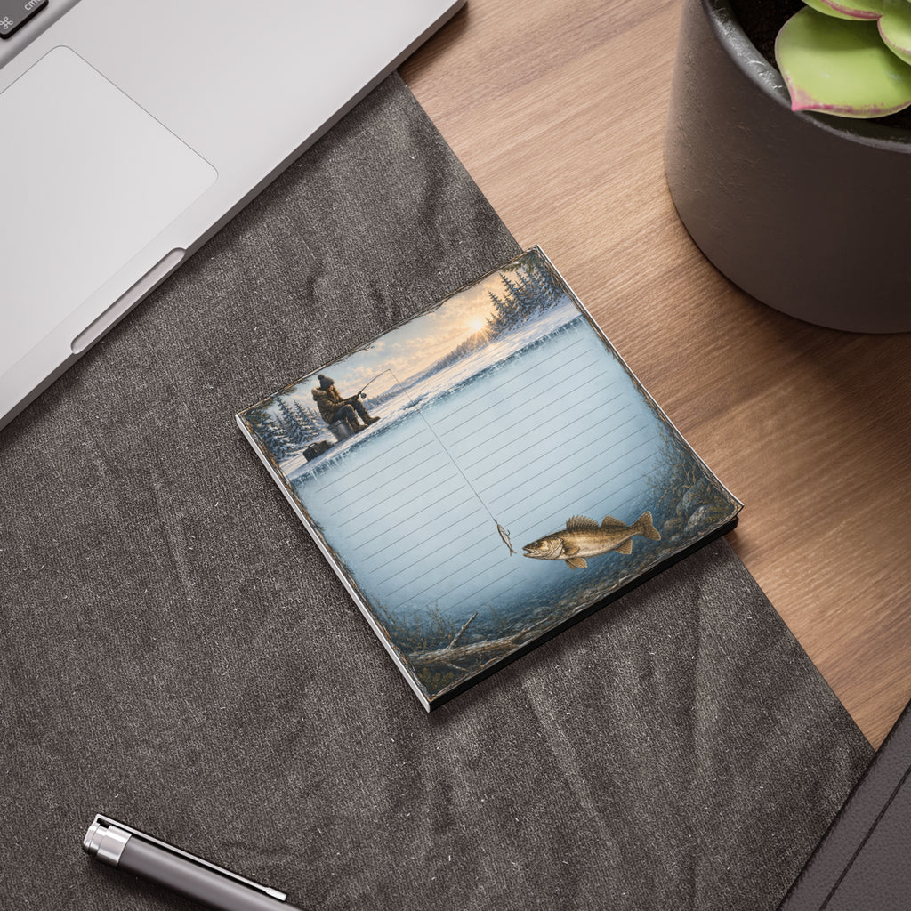 Ice Fisherman Sticky Notes | Outdoorsmen and Outdoorswomen Post-it® Winter Fishing Theme Note Pad Gift