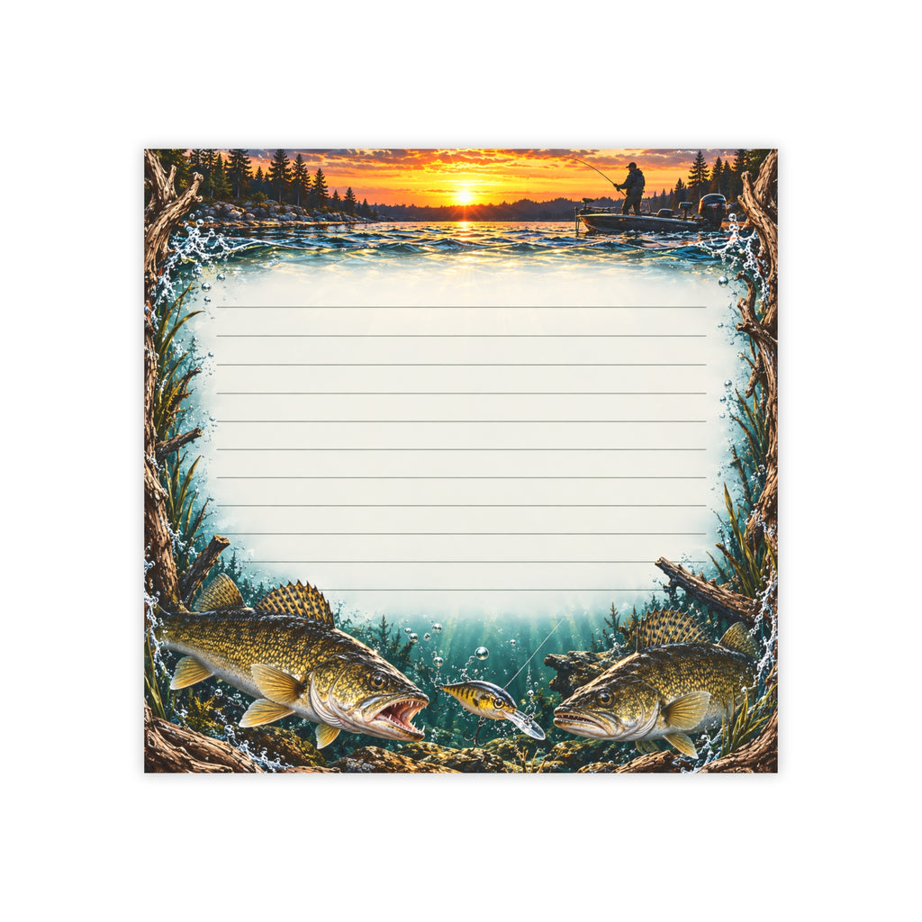 Walleye Fishing Sticky Notes | Fisherman Post-It Notepad Gift | Lined Memo Paper for Walleye Obsessed Outdoorsmen