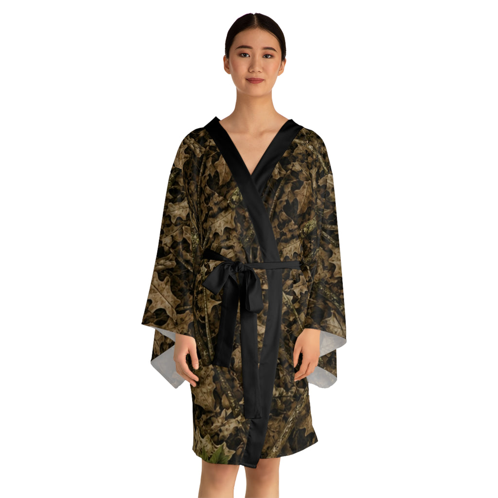 Long Sleeve Camo Kimono Robe | Cozy Camouflage Hunting Themed Women's Robe