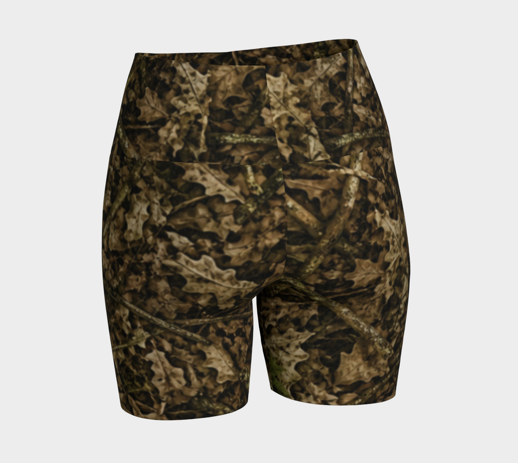 Women's Camo Yoga Shorts | Camouflage Ladies Active Workout Shorts for Fishing, Hiking, Camping, and Working Out