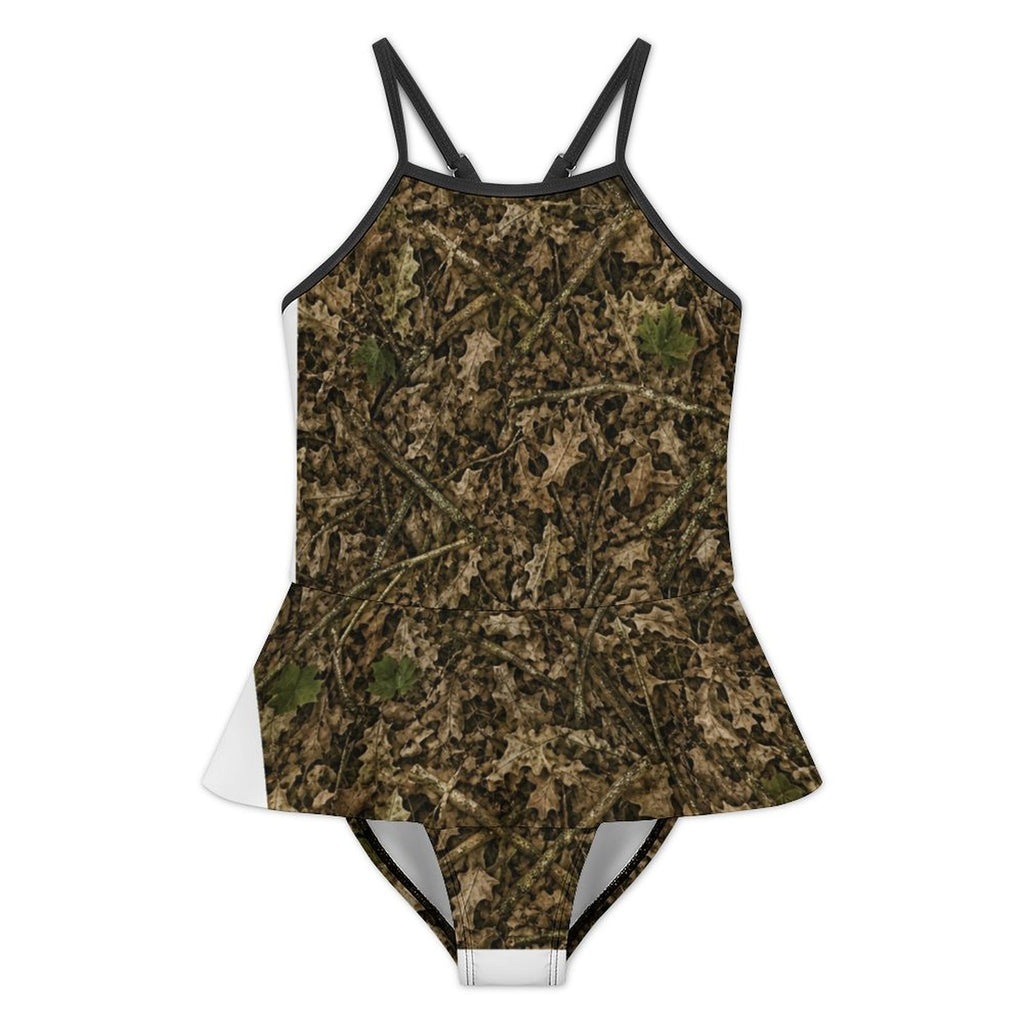 Girls One Piece Ruffle Strap Swimsuit(All-Over Printing)