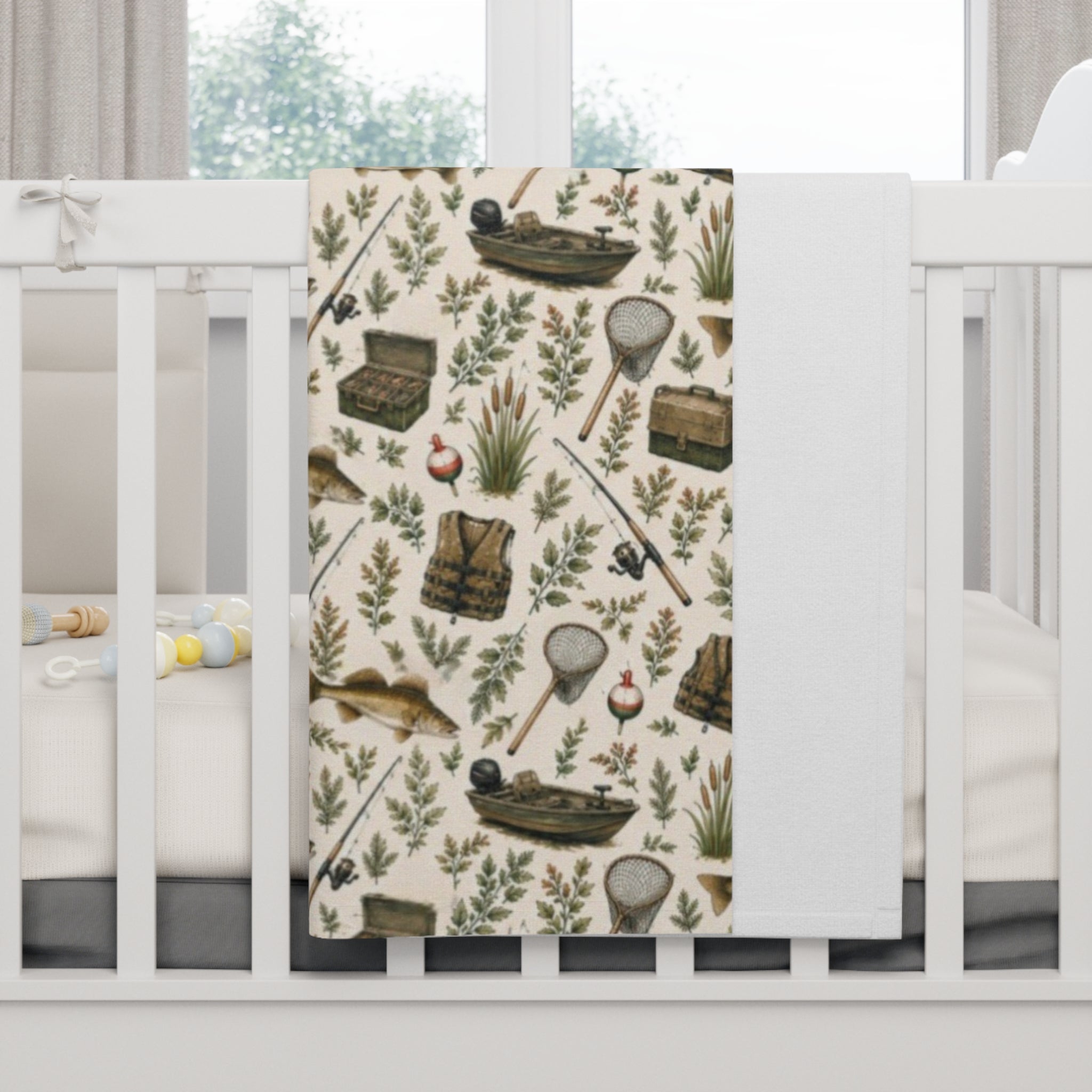 Walleye Fishing Soft Fleece Baby Blanket | Infant Fisherman Nursery Decor for Outdoor Families