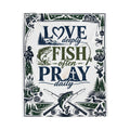 Fishing Plush Blanket | Cozy Cabin Decor for Outdoors Lover | Love Deeply, Fish Often, Pray Daily