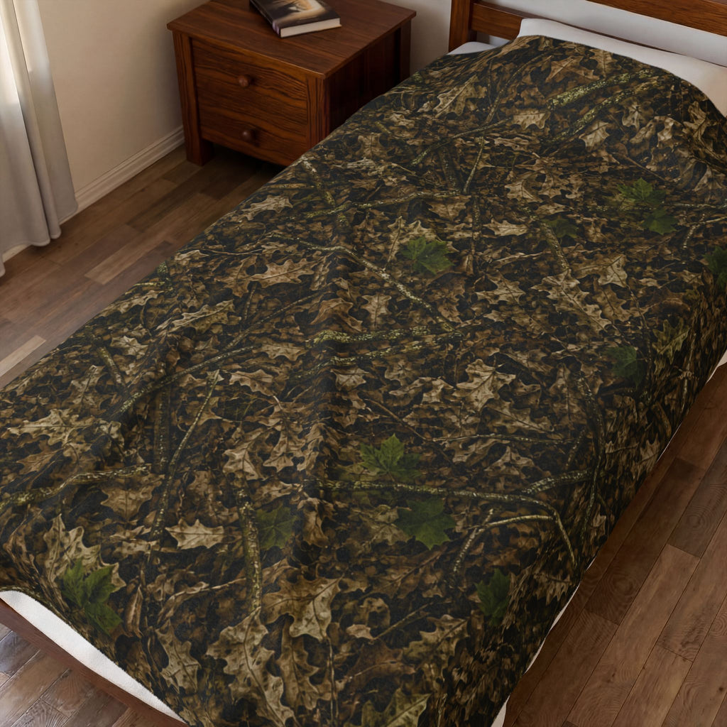 Camouflage Velveteen Plush Blanket | Woodland Camo Soft Blanket