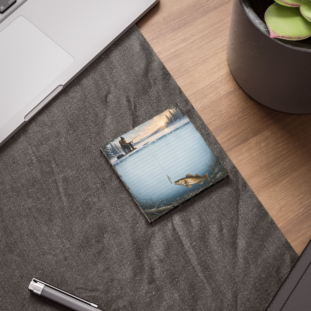 Ice Fisherman Sticky Notes | Outdoorsmen and Outdoorswomen Post-it® Winter Fishing Theme Note Pad Gift