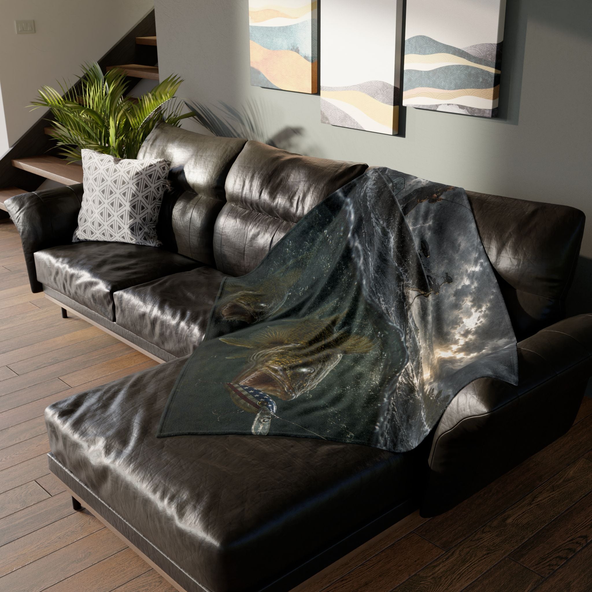 Walleye Fishing Soft Polyester Throw Blanket | Gift for Outdoor Loving Fisherman for Hunting, Camping, and Fishing Trips