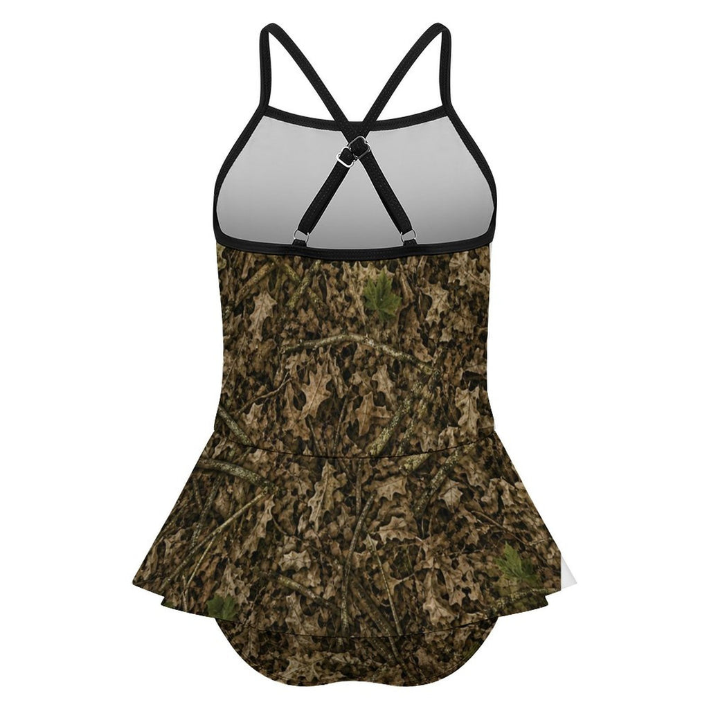 Girls One Piece Ruffle Strap Swimsuit(All-Over Printing)