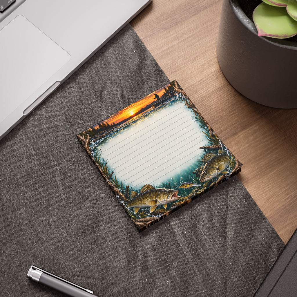 Walleye Fishing Sticky Notes | Fisherman Post-It Notepad Gift | Lined Memo Paper for Walleye Obsessed Outdoorsmen