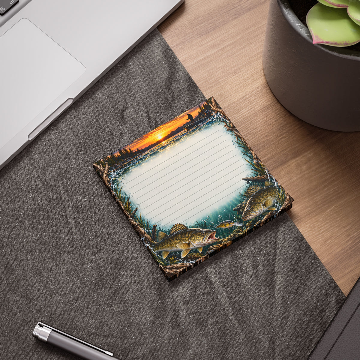 Walleye Fishing Sticky Notes | Fisherman Post-It Notepad Gift | Lined Memo Paper for Walleye Obsessed Outdoorsmen