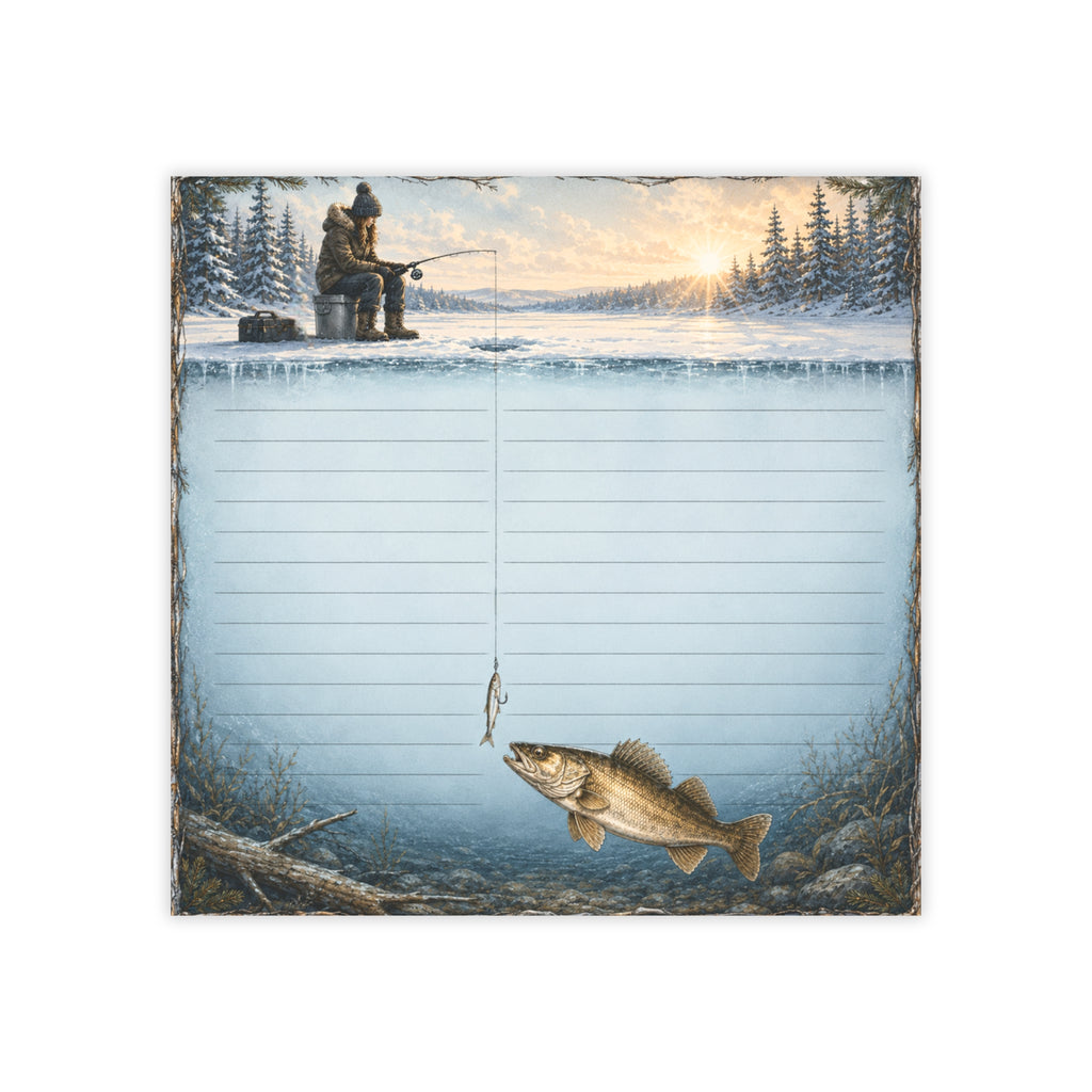 Ice Fisherman Sticky Notes | Outdoorsmen and Outdoorswomen Post-it® Winter Fishing Theme Note Pad Gift