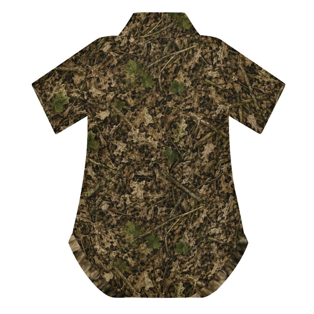 Baby Camo Short Sleeve Polo Romper | Infant Woodland Camouflage Onesie