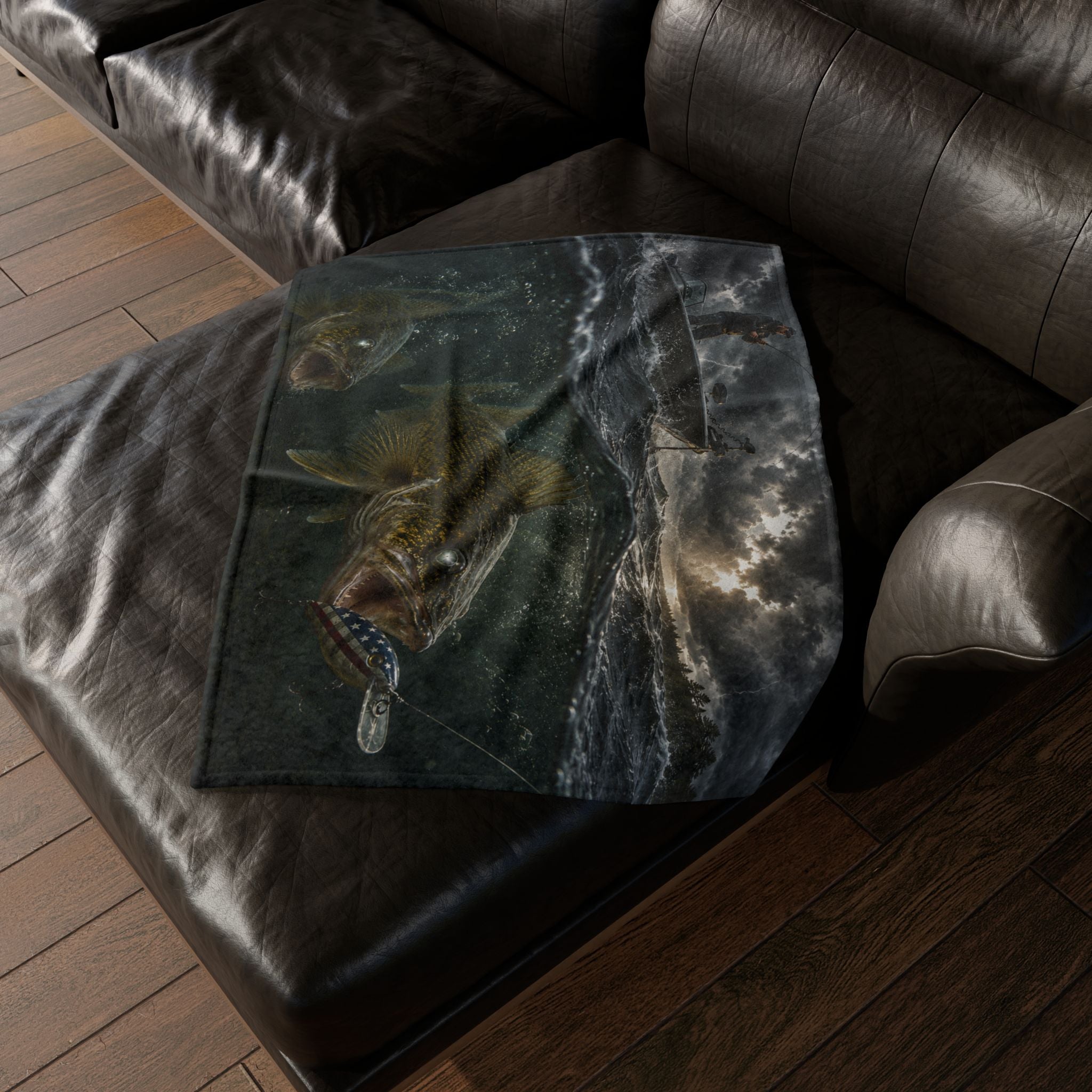 Walleye Fishing Soft Polyester Throw Blanket | Gift for Outdoor Loving Fisherman for Hunting, Camping, and Fishing Trips
