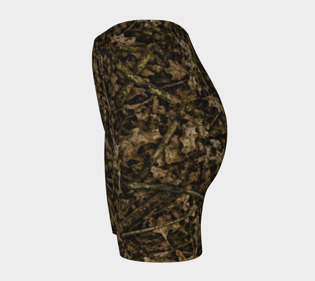 Women's Camo Yoga Shorts | Camouflage Ladies Active Workout Shorts for Fishing, Hiking, Camping, and Working Out