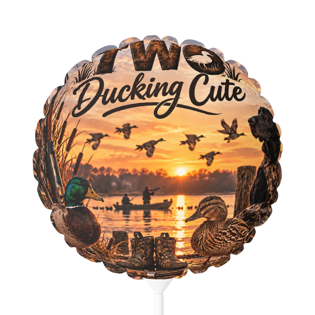 Two Ducking Cute Second Birthday Balloon l Duck Hunting Themed 11" Round Balloon for Outdoorsy Toddler Bday Party