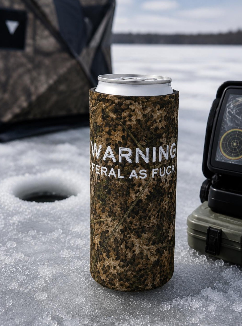Camo Can Cooler | Funny Camouflage Hunting Coozie Gift for Outdoorsy Friend