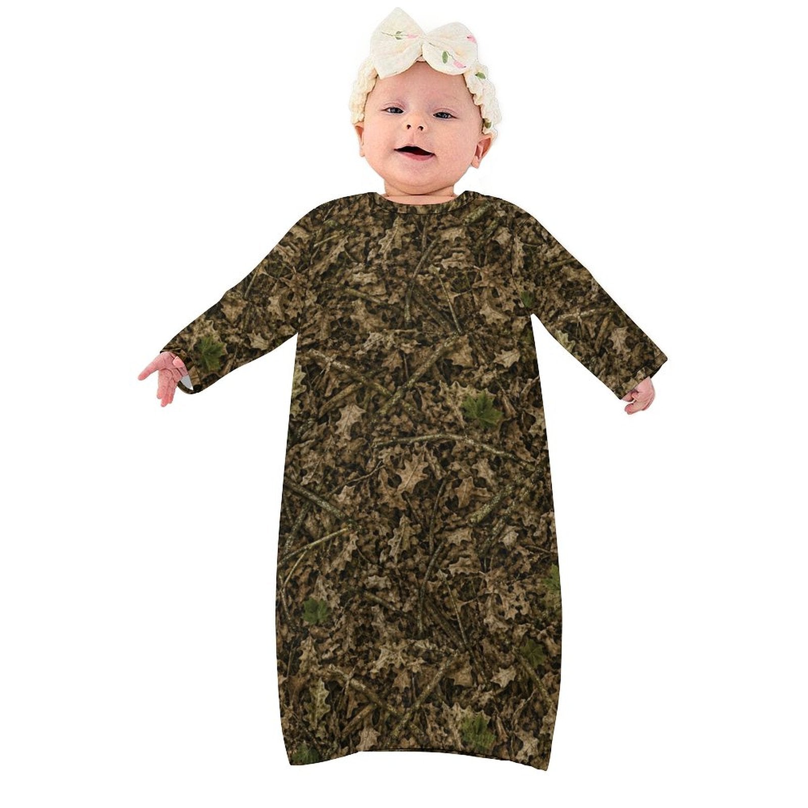 Camouflage Baby Sleeper Gown | Camo Faux Cotton Infant Nightgown Outfit