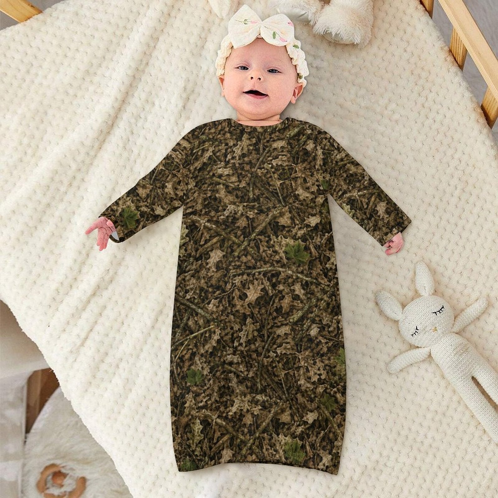 Camouflage Baby Sleeper Gown | Camo Faux Cotton Infant Nightgown Outfit
