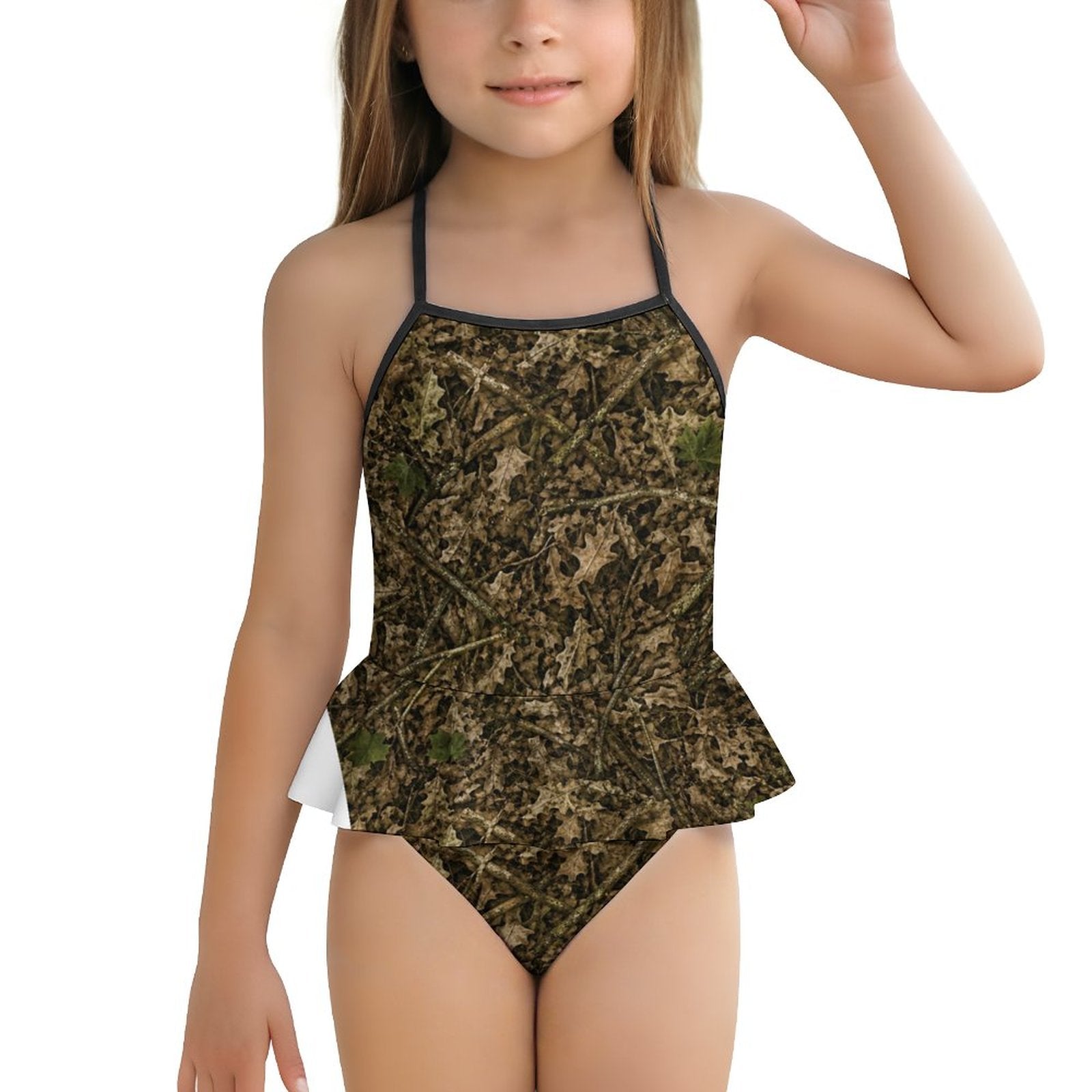 Girls One Piece Ruffle Strap Swimsuit(All-Over Printing)