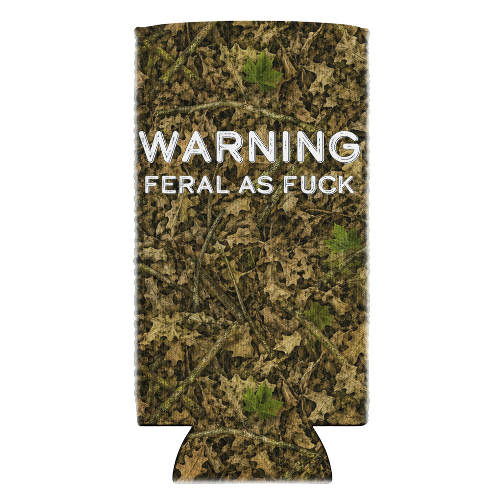 Camo Hunting Can Cooler | Outdoorsman Gift | Feral as Fuck Beer Koozie