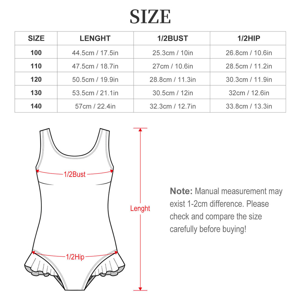 Girls Ruffle Trim One Piece Swimwear(All-Over Printing)