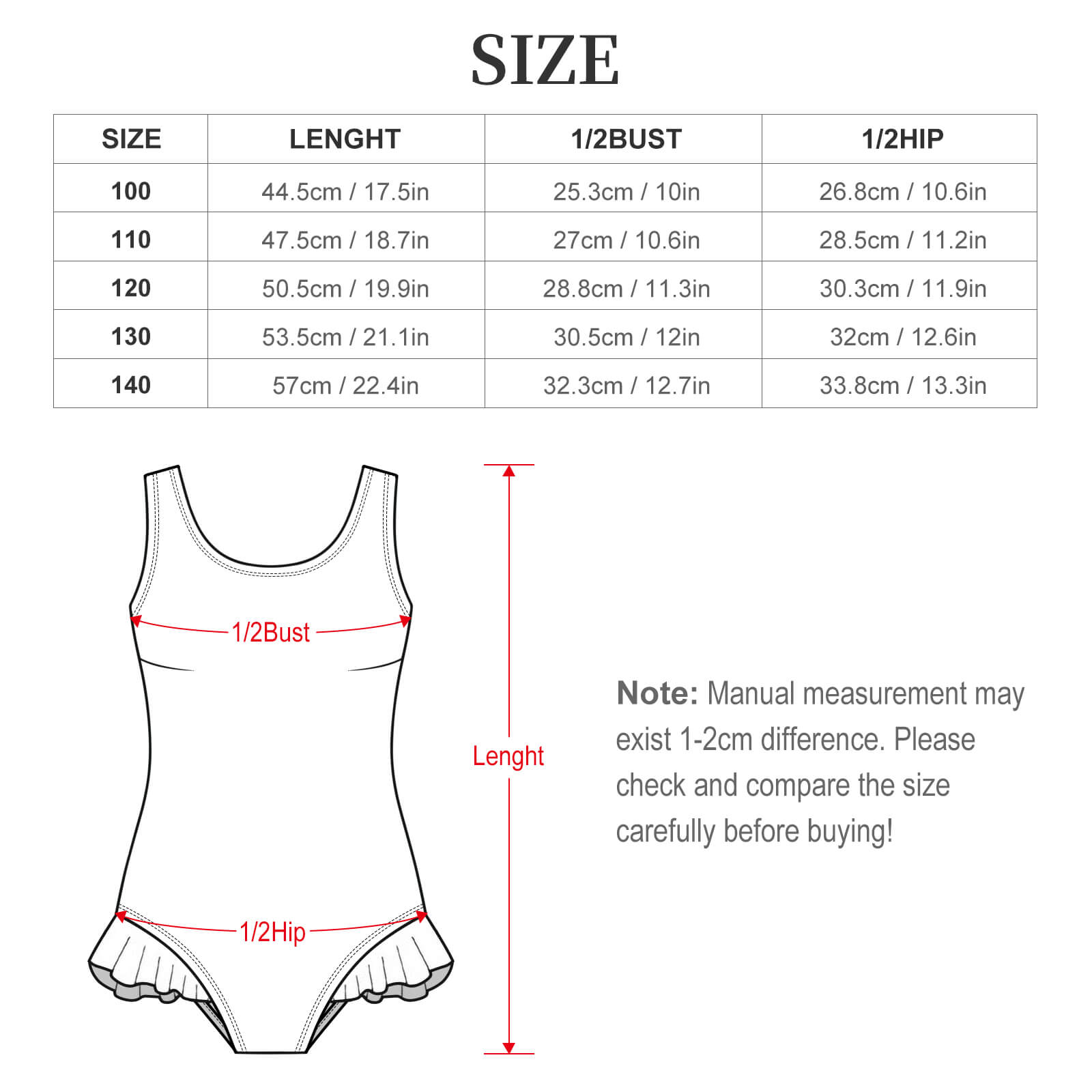 Girls Ruffle Trim One Piece Swimwear(All-Over Printing)