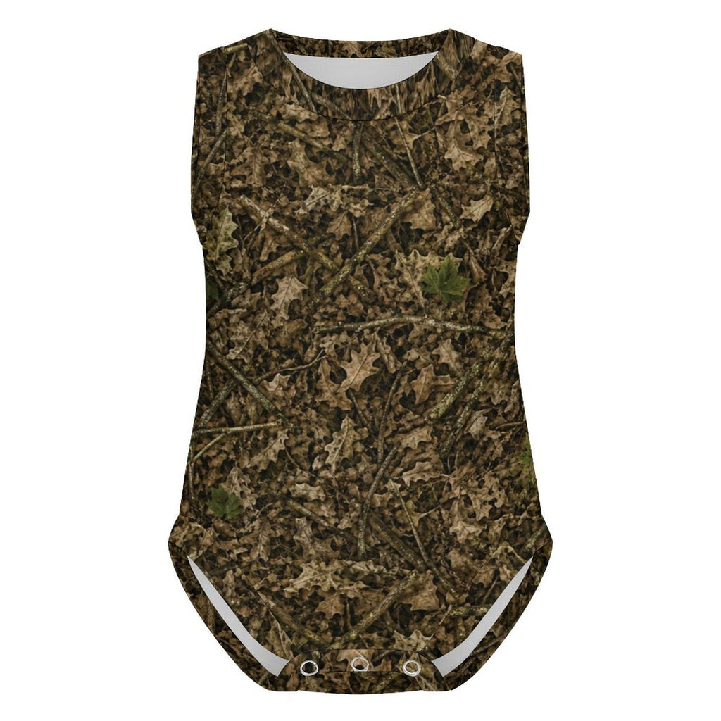 Camo Sleeveless Baby Onesie | Woodland Camouflage Cotton Romper for Infant