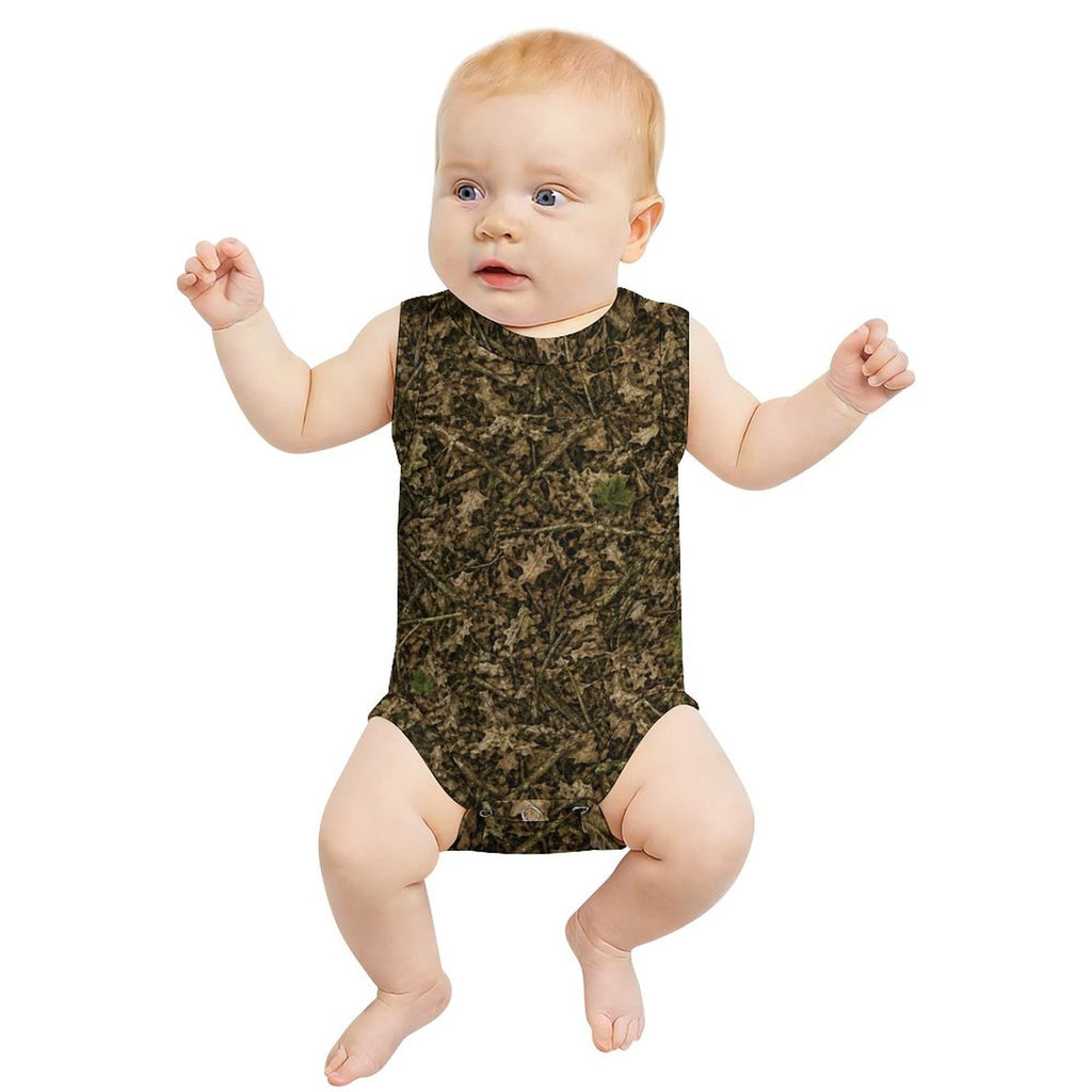 Camo Sleeveless Baby Onesie | Woodland Camouflage Cotton Romper for Infant