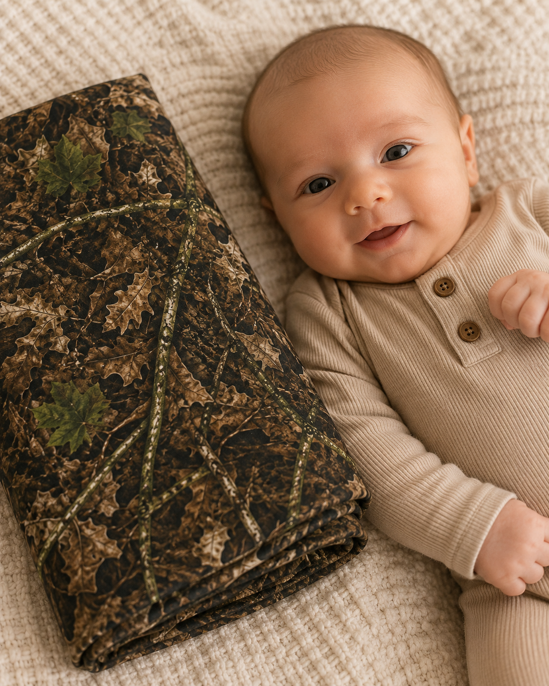 Camouflage Baby Swaddle Blanket | Camo Hunting Themed Nursery Decor for Outdoorsy Infant