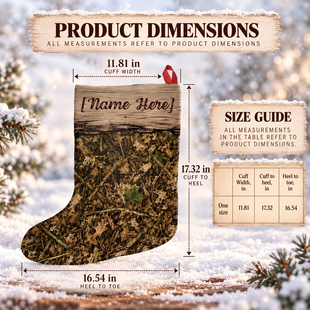 Personalized Camo Christmas Stocking | Woodland Camouflage Santa Stocking for Outdoorsy Hunting Families