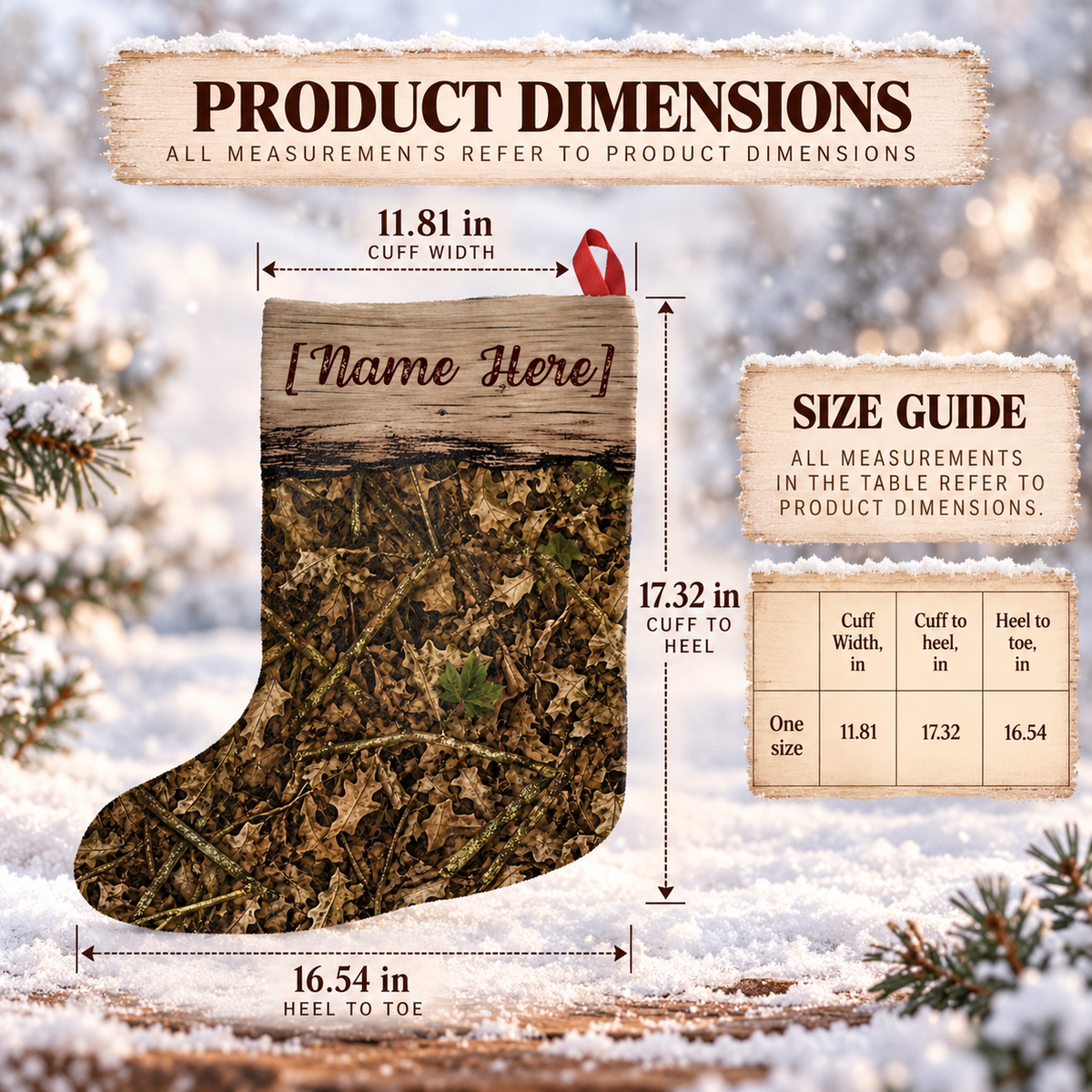 Personalized Camo Christmas Stocking | Woodland Camouflage Santa Stocking for Outdoorsy Hunting Families