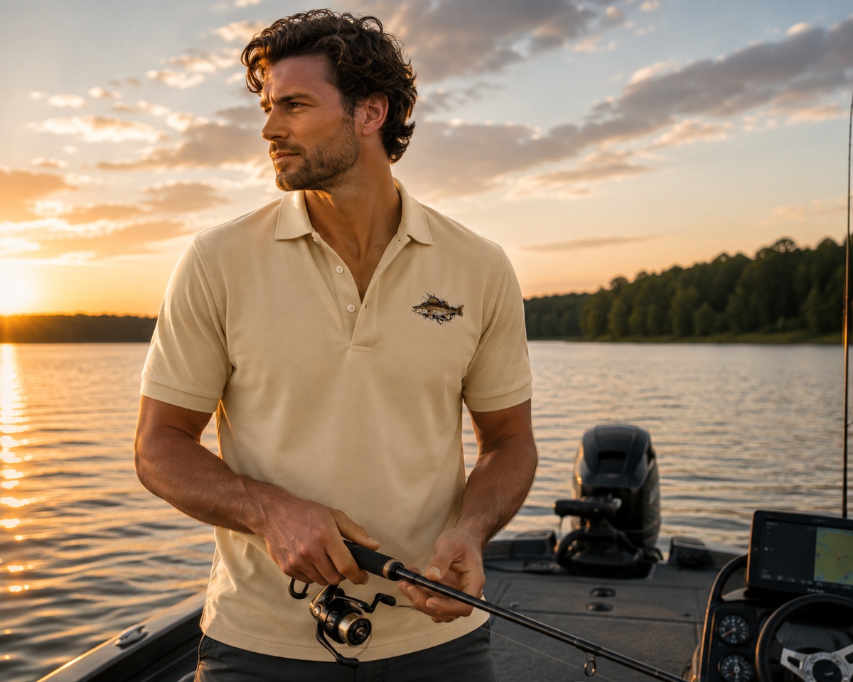 Men's Premium Walleye Fishing Polo | Guys Comfy Formal Fisherman Shirt
