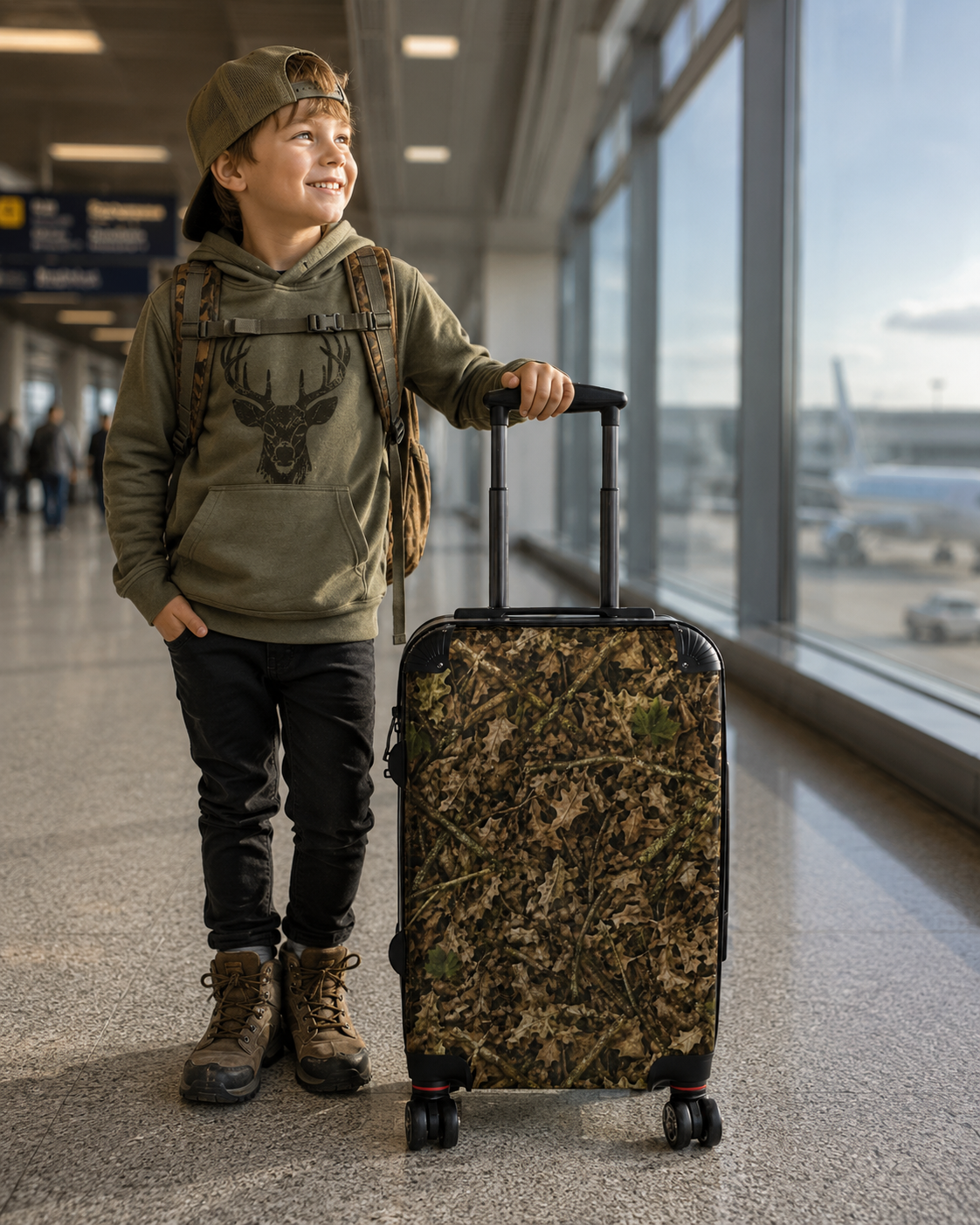 Camouflage Hardshell Suitcase | Camo Rolling Travel Luggage Bags for Hunting, Fishing, Camping, and Leisure Trips