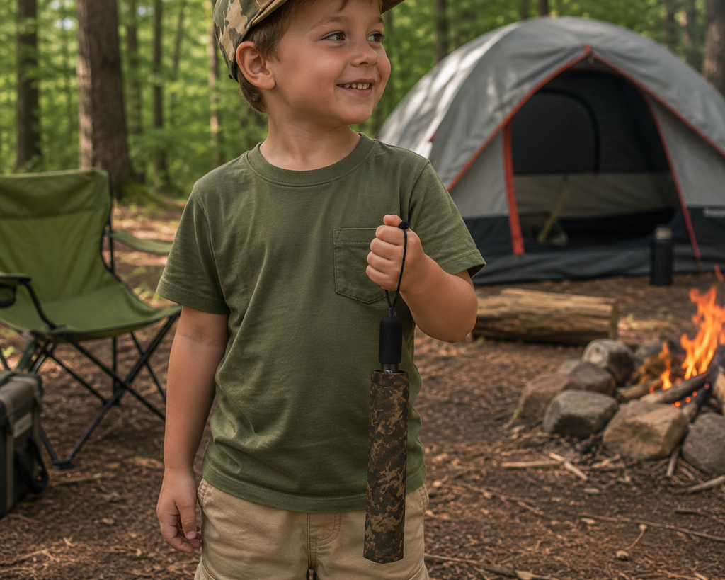 Camouflage Umbrella | Semi-Automatic Foldable Camo Rain and Sun Guard for Outdoor Adventures
