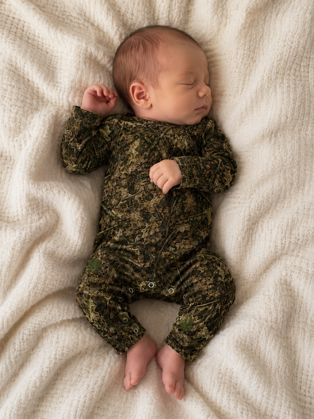 Long Sleeve Camouflage Baby Romper | Soft One-Piece Camo Outfit for Infant Outdoor Adventurers and Hunting Season
