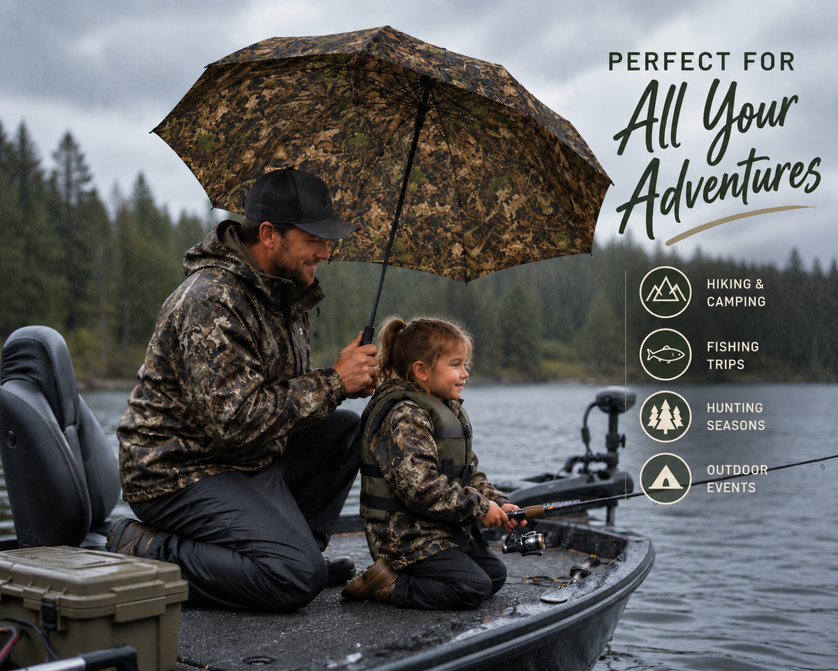 Camouflage Umbrella | Semi-Automatic Foldable Camo Waterproof Rain and Sun Guard for Outdoor Adventures