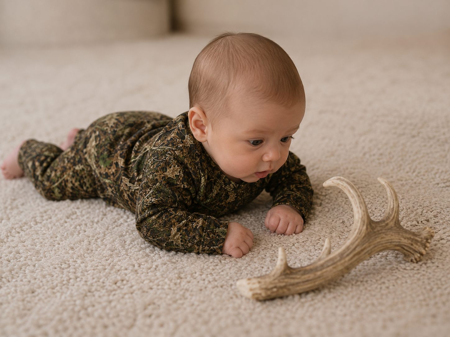 Long Sleeve Camouflage Baby Romper | Soft One-Piece Camo Outfit for Infant Outdoor Adventurers and Hunting Season