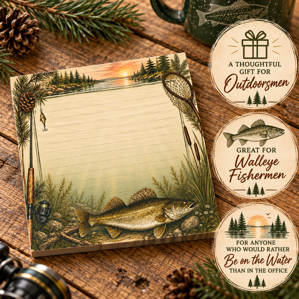 Walleye Fishing Sticky Notes | Outdoorsmen and Outdoorswomen Post-it® Note Pads Gift