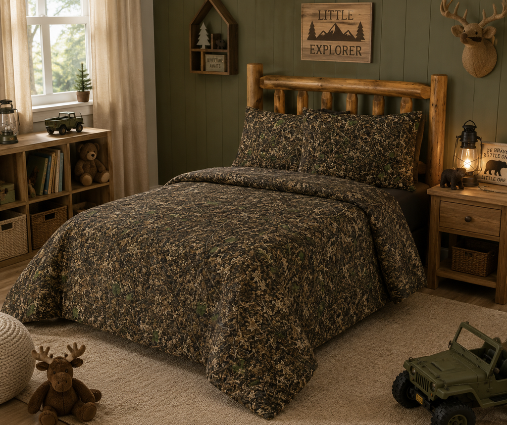 Camouflage Cotton Bedding Set | Camo Duvet Cover and Sham Set | Hunting and Outdoor Bedroom Décor for Twin, Twin XL and Queen Sized Beds