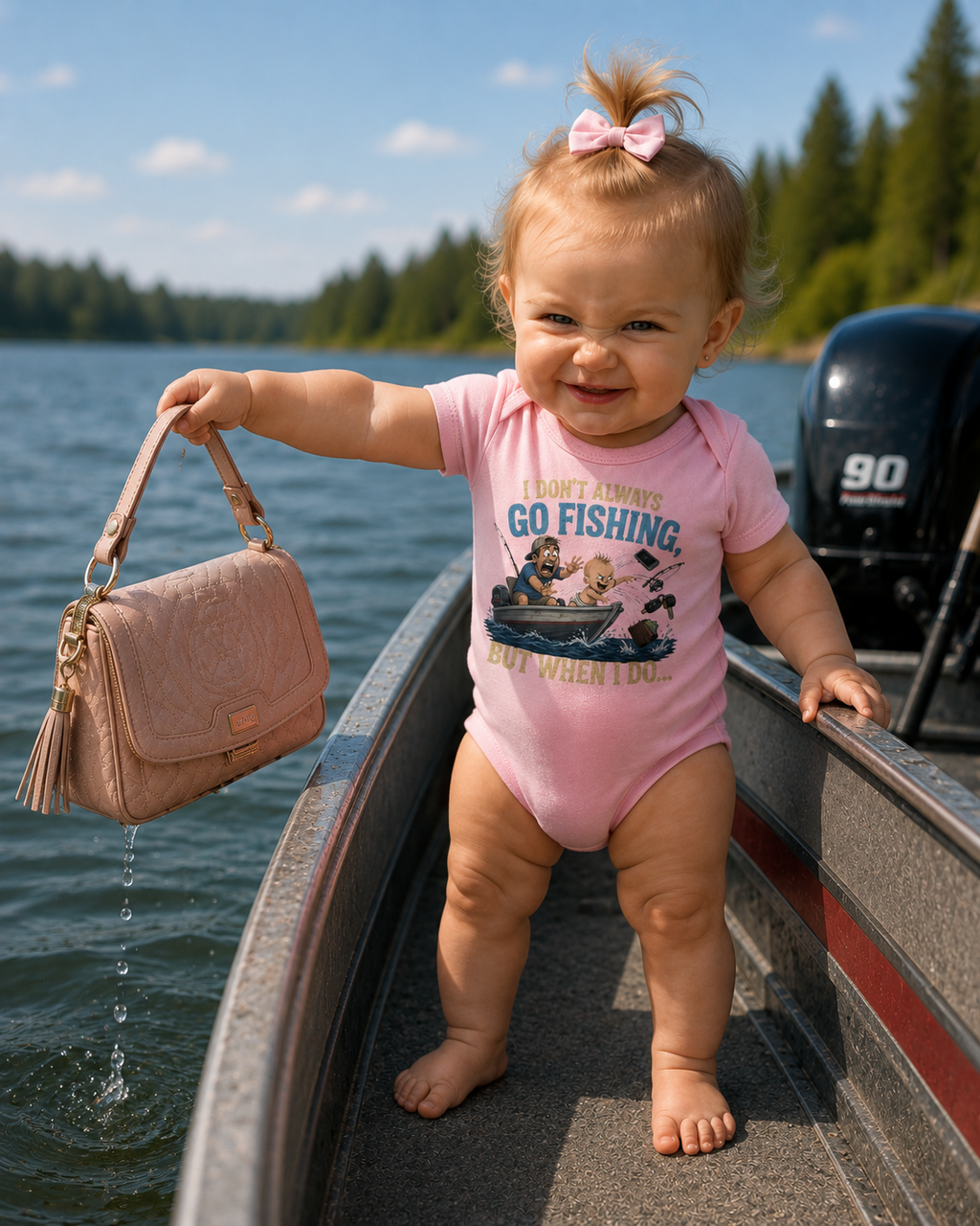 Funny Baby Fishing Onesie | Outdoorsy Infant Short Sleeve Fisherman One-Piece | I Don't Always Go Fishing, But When I Do...