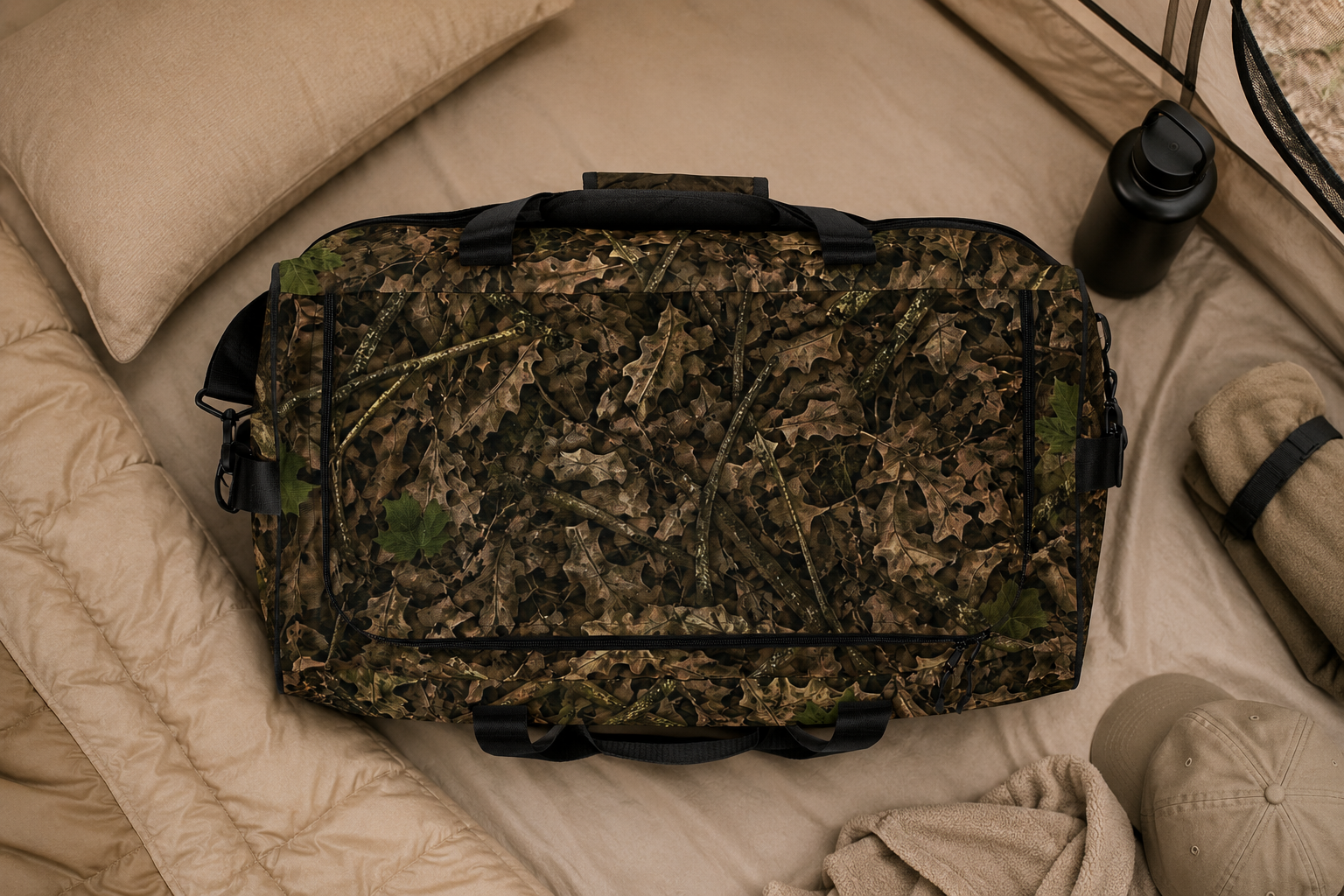 Camouflage Travel Duffel Bag | Premium Camo Gym Bag for Outdoor Families who Hunt, Fish, Camp, and Hike
