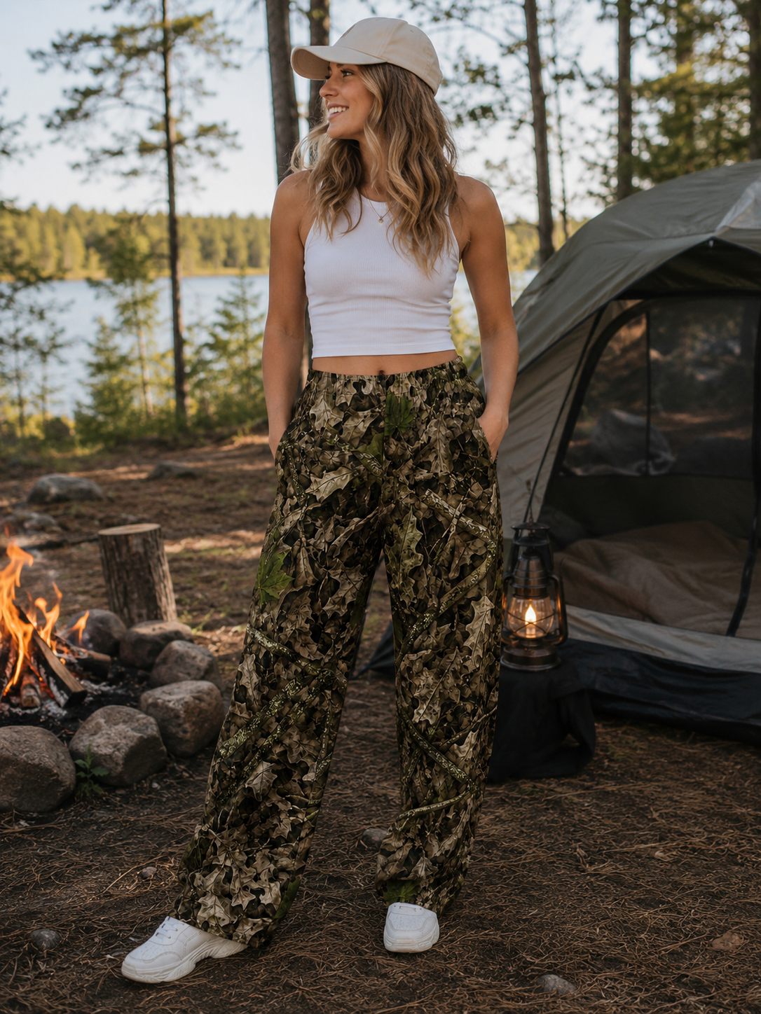 Men's and Women's Camo Sweatpants | Matching Unisex Comfy Camouflage Hunting Themed Wide Leg Pants for Outdoorsmen and Huntresses