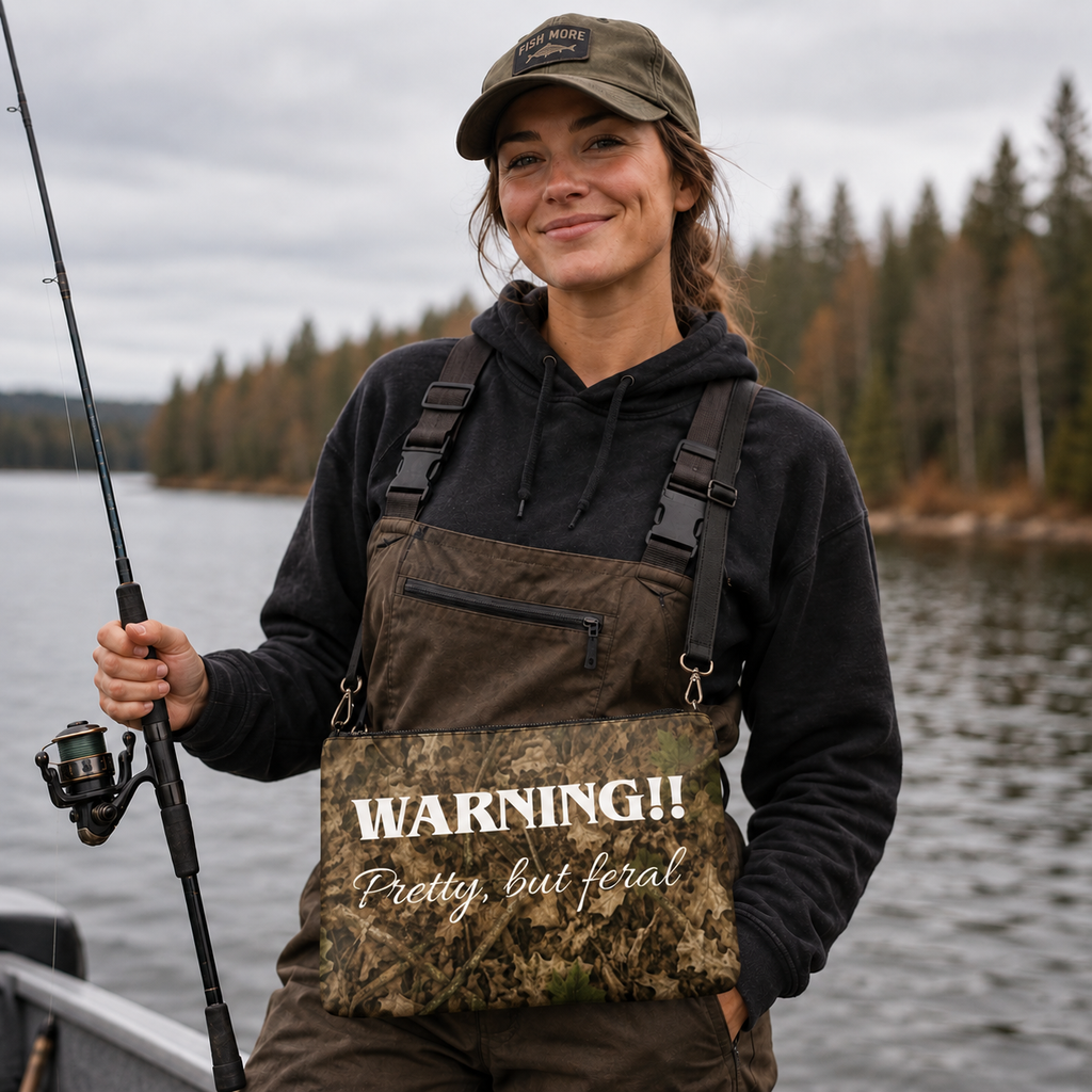Camouflage Crossbody Purse | 8" x 11" Woodland Camo Zip-up Clutch Bag for Outdoor Women who Hunt